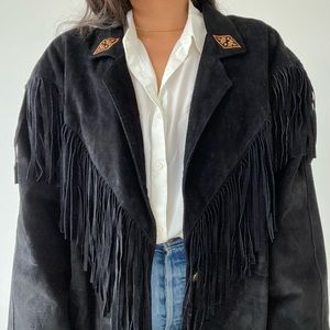 Vintage Suede Fringe Jacket Boho Southwestern